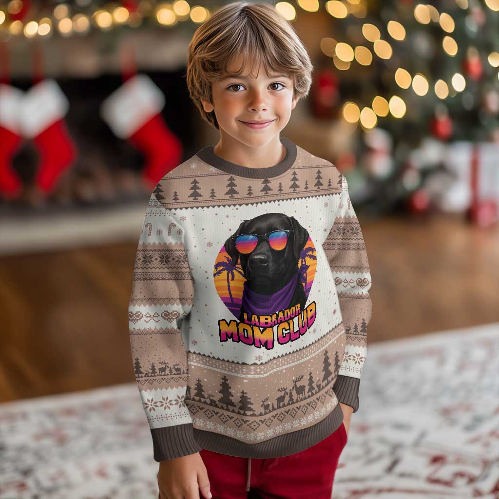 Funny Black Labrador Ugly Christmas Sweater Dog Mom Retro Sunset Gift TS12 Mocha Mousse Print Your Wear