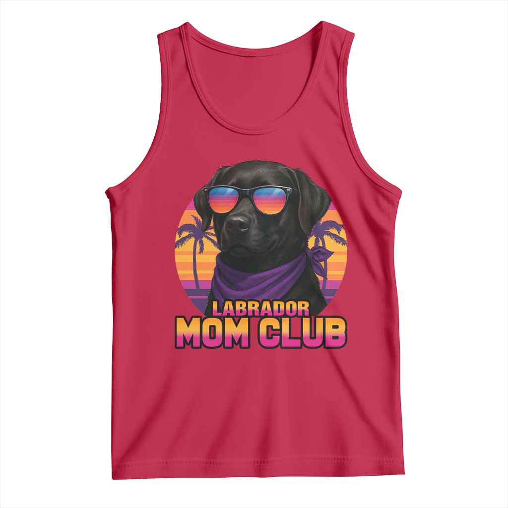 Funny Black Labrador Tank Top Dog Mom Retro Sunset Gift TS12 Red Print Your Wear