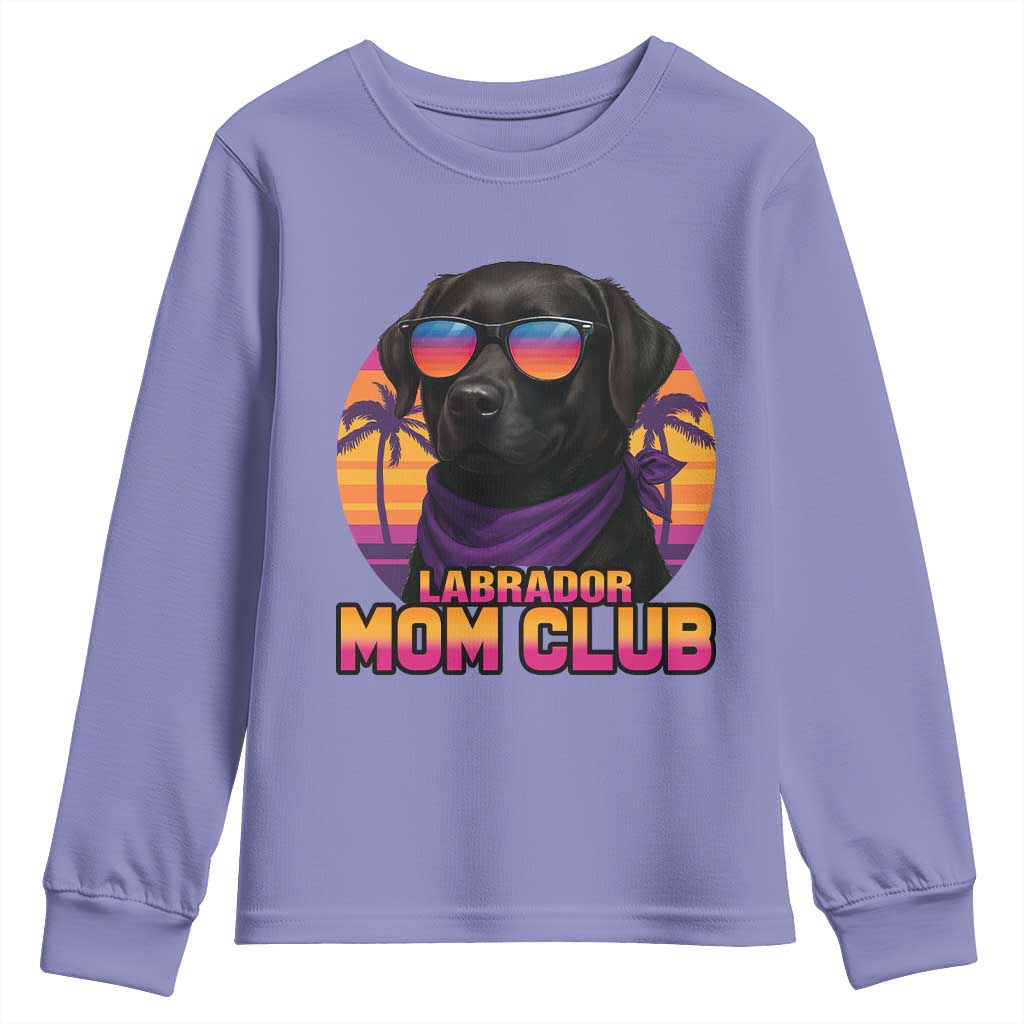 Funny Black Labrador Youth Sweatshirt Dog Mom Retro Sunset Gift TS12 Violet Print Your Wear