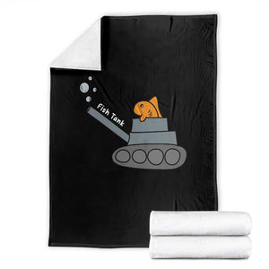 Goldfish Military Tank Pun Throw Blanket Funny Cute Fish Tank Graphic