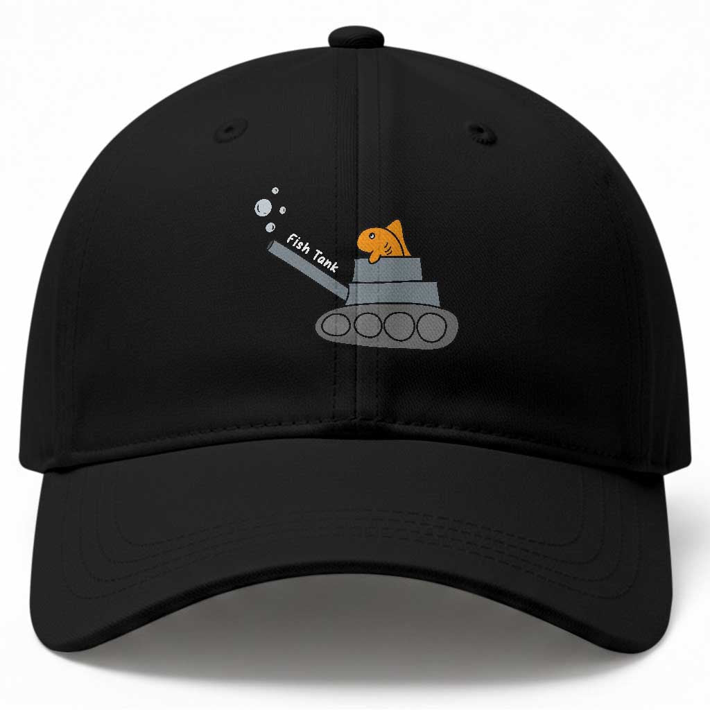 Goldfish Military Tank Pun Baseball Cap Funny Cute Fish Tank Graphic
