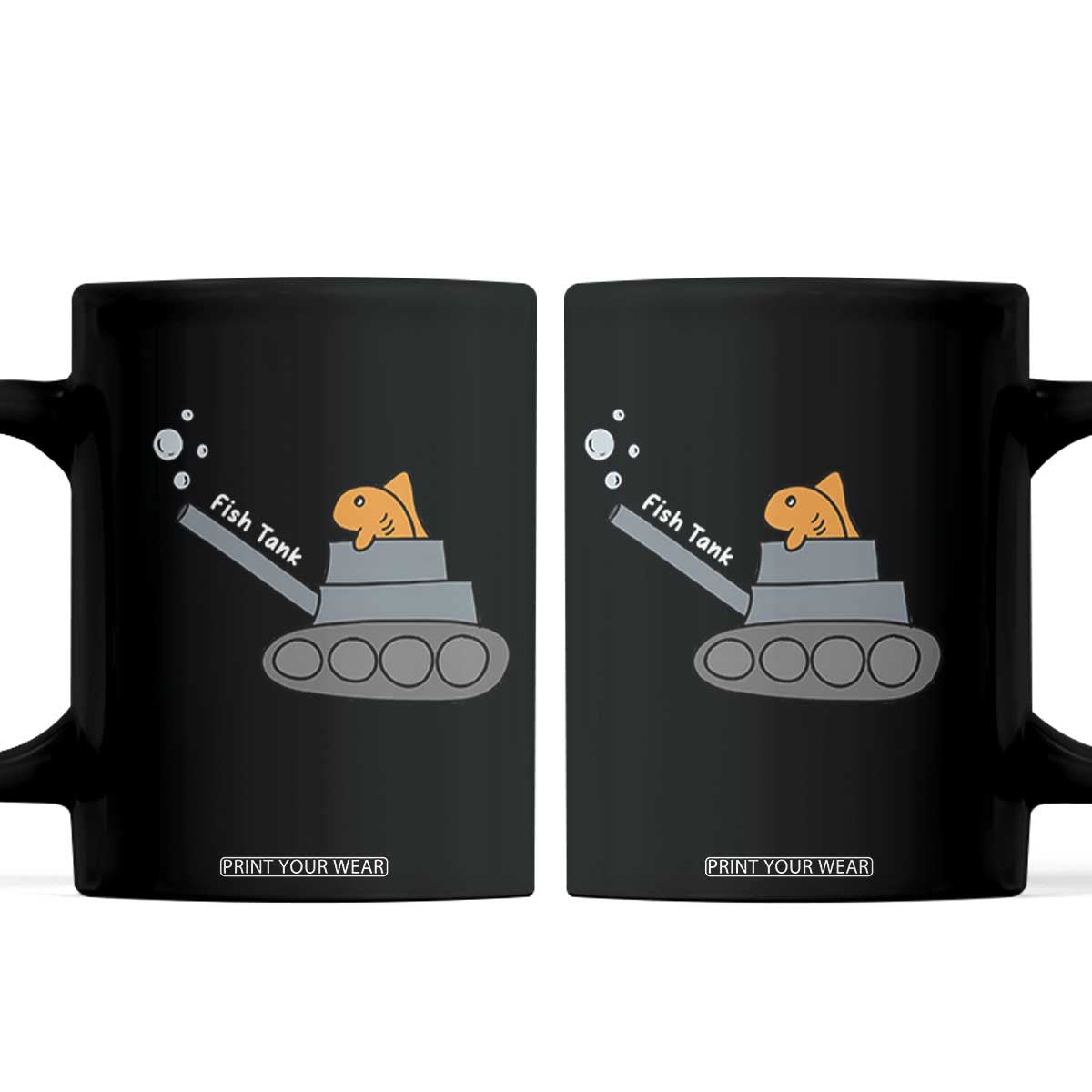 Goldfish Military Tank Pun Coffee Mug Funny Cute Fish Tank Graphic
