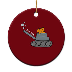 Goldfish Military Tank Pun Ceramic Ornament Funny Cute Fish Tank Graphic