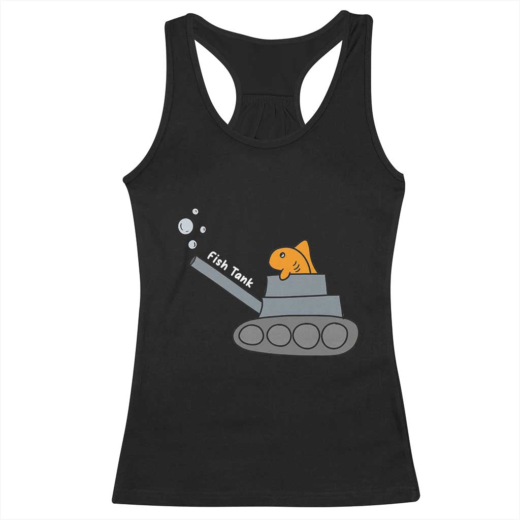 Goldfish Military Tank Pun Racerback Tank Top Funny Cute Fish Tank Graphic
