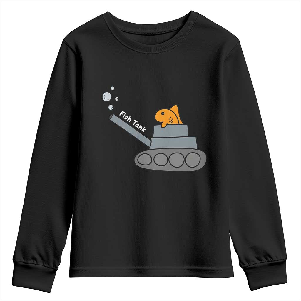 Goldfish Military Tank Pun Youth Sweatshirt Funny Cute Fish Tank Graphic