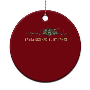 Military Tank Camo Heartbeat Ceramic Ornament Easily Distracted By Tanks Proud US Military