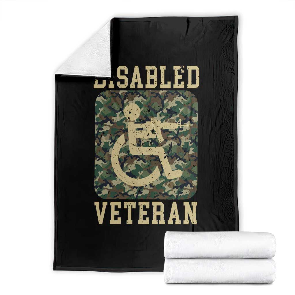 Disabled Veteran Military Soldier Throw Blanket Camo Wheelchair Armed Forces USA Patriotic