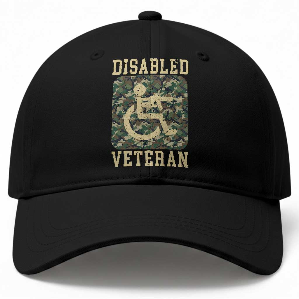 Disabled Veteran Military Soldier Baseball Cap Camo Wheelchair Armed Forces USA Patriotic