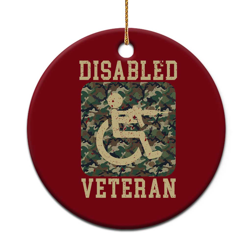 Disabled Veteran Military Soldier Ceramic Ornament Camo Wheelchair Armed Forces USA Patriotic