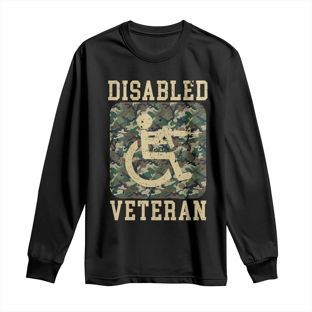 Disabled Veteran Military Soldier Long Sleeve Shirt Camo Wheelchair Armed Forces USA Patriotic