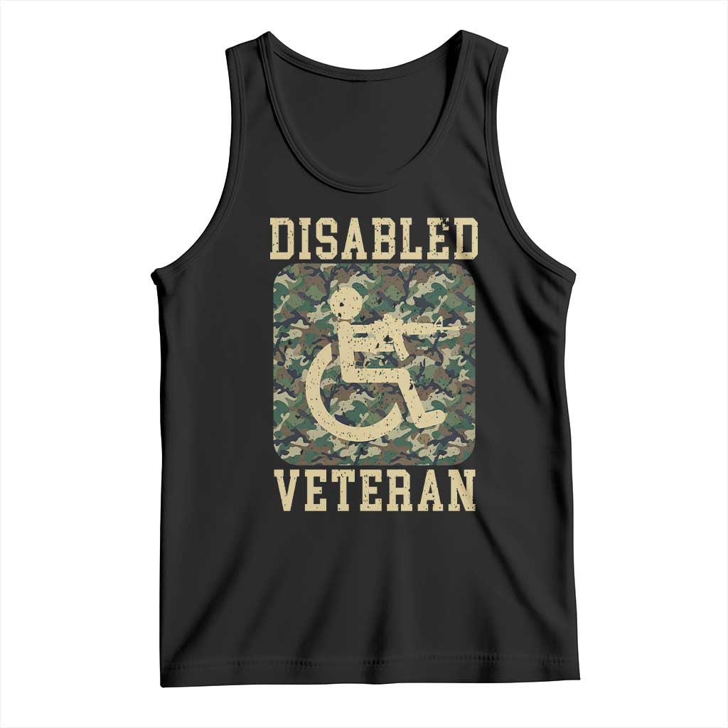 Disabled Veteran Military Soldier Tank Top Camo Wheelchair Armed Forces USA Patriotic