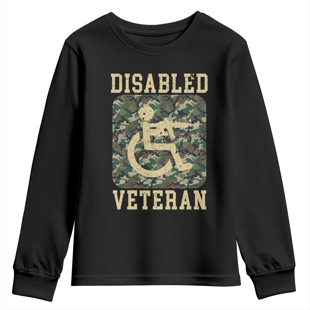 Disabled Veteran Military Soldier Youth Sweatshirt Camo Wheelchair Armed Forces USA Patriotic