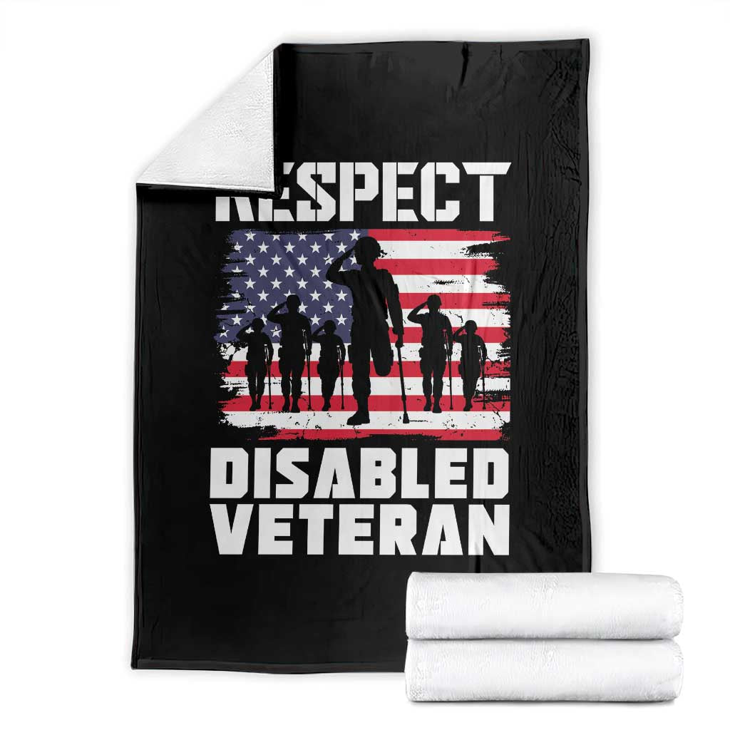 Respect Disabled Veteran Throw Blanket War Heroes Vintage American Flag