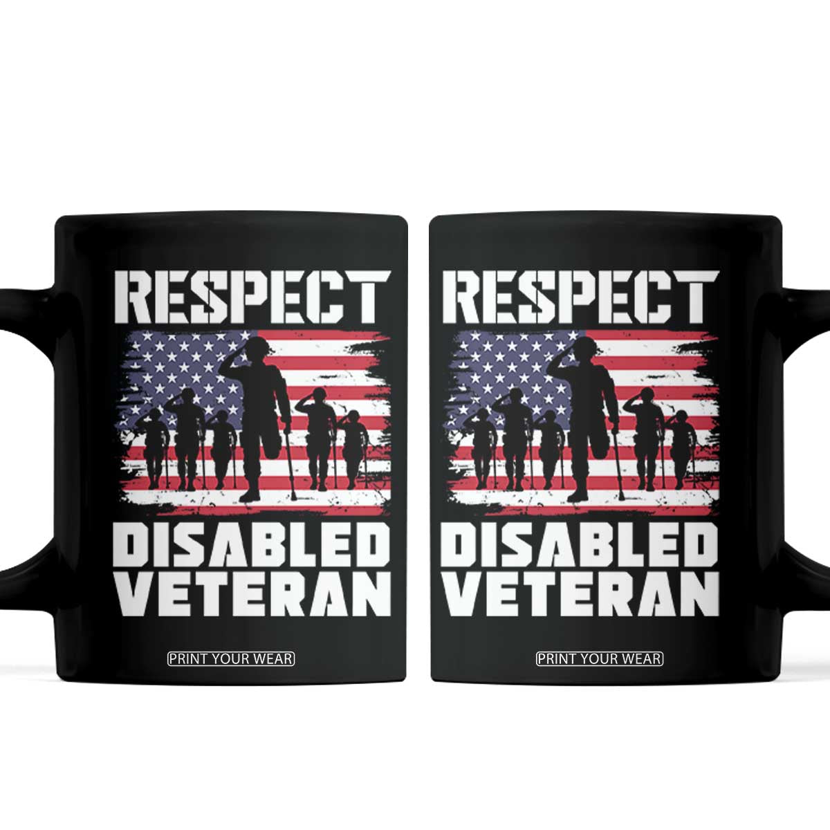 Respect Disabled Veteran Coffee Mug War Heroes Vintage American Flag