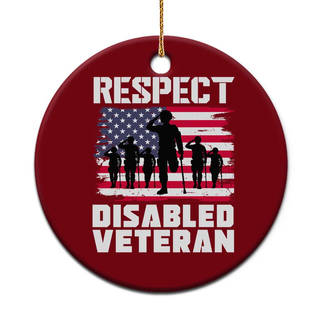 Respect Disabled Veteran Ceramic Ornament War Heroes Vintage American Flag