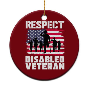 Respect Disabled Veteran Ceramic Ornament War Heroes Vintage American Flag