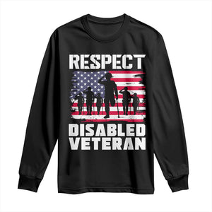Respect Disabled Veteran Long Sleeve Shirt War Heroes Vintage American Flag