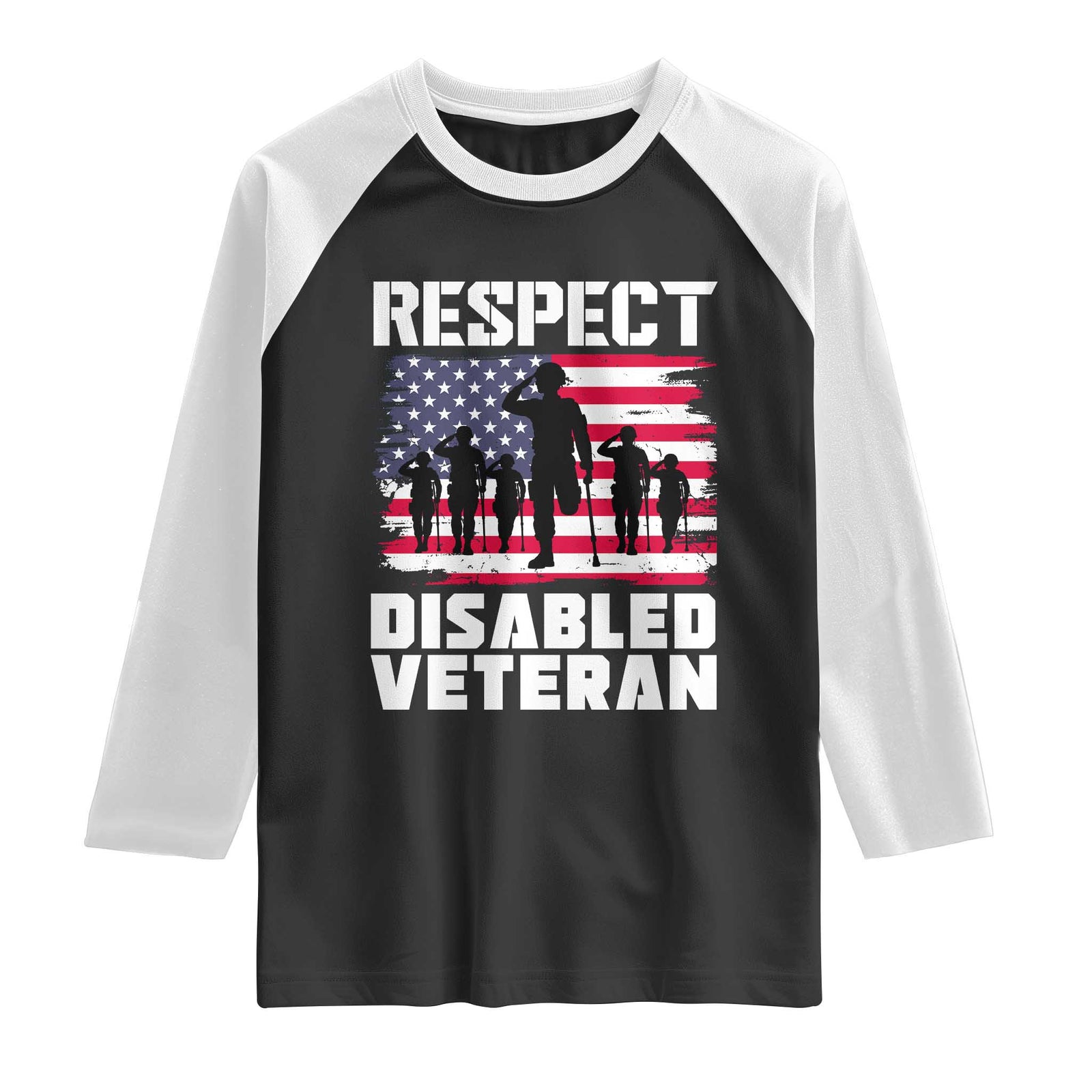 Respect Disabled Veteran Raglan Shirt War Heroes Vintage American Flag