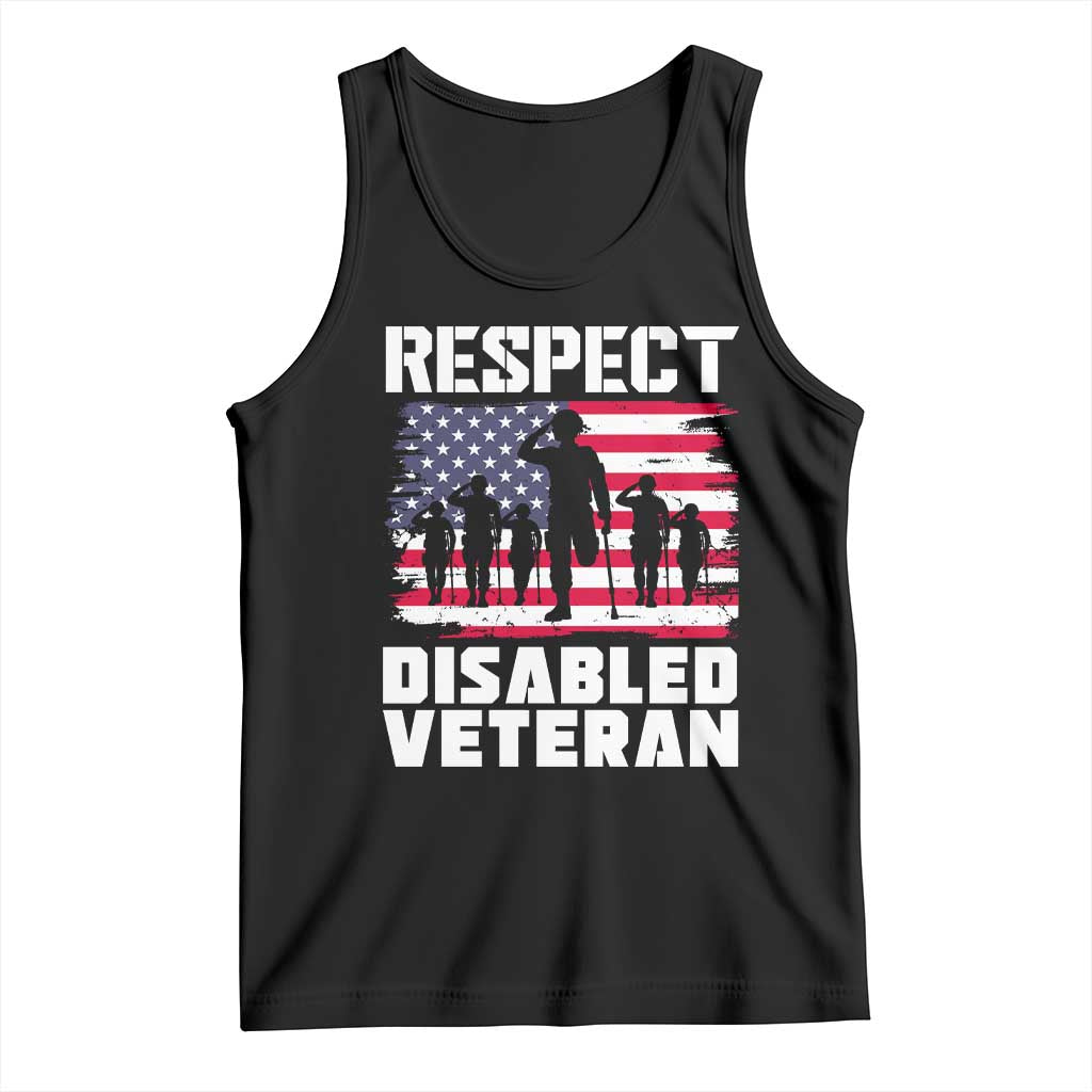 Respect Disabled Veteran Tank Top War Heroes Vintage American Flag