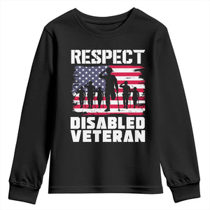 Respect Disabled Veteran Youth Sweatshirt War Heroes Vintage American Flag