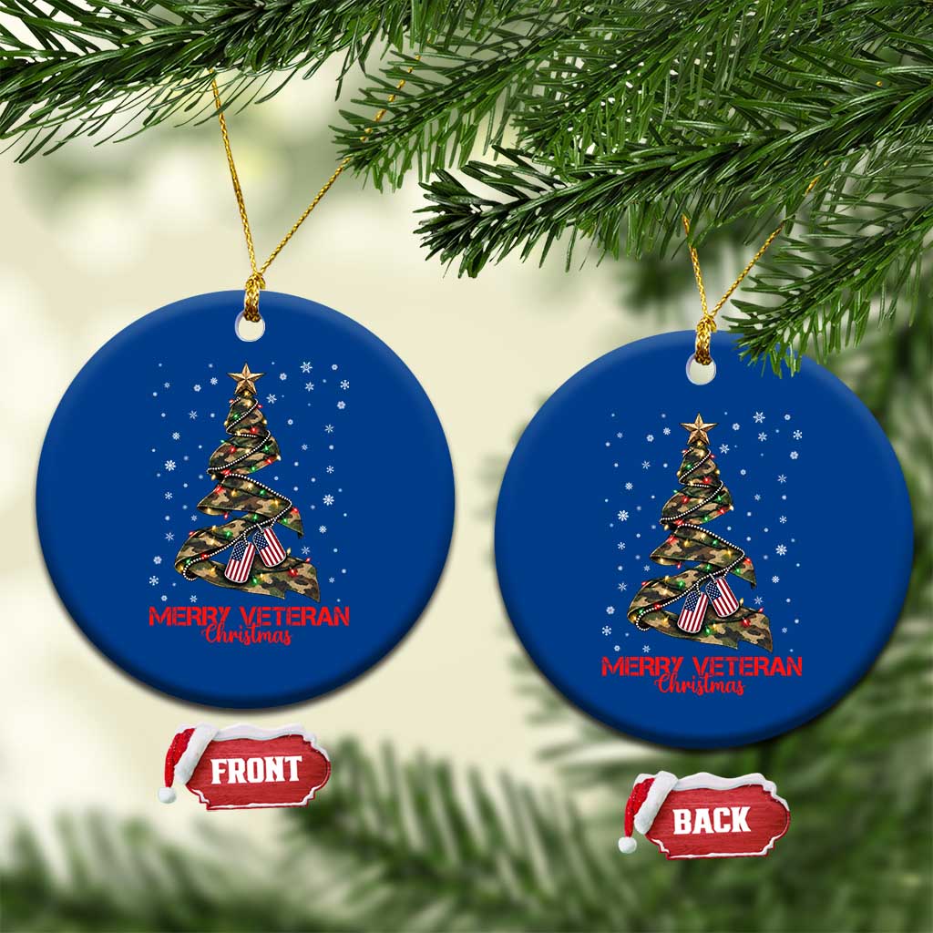 Merry Veteran Christmas Military Ceramic Ornament Camo Tree US Flag Xmas