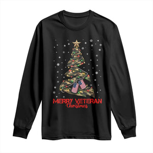 Merry Veteran Christmas Military Long Sleeve Shirt Camo Tree US Flag Xmas