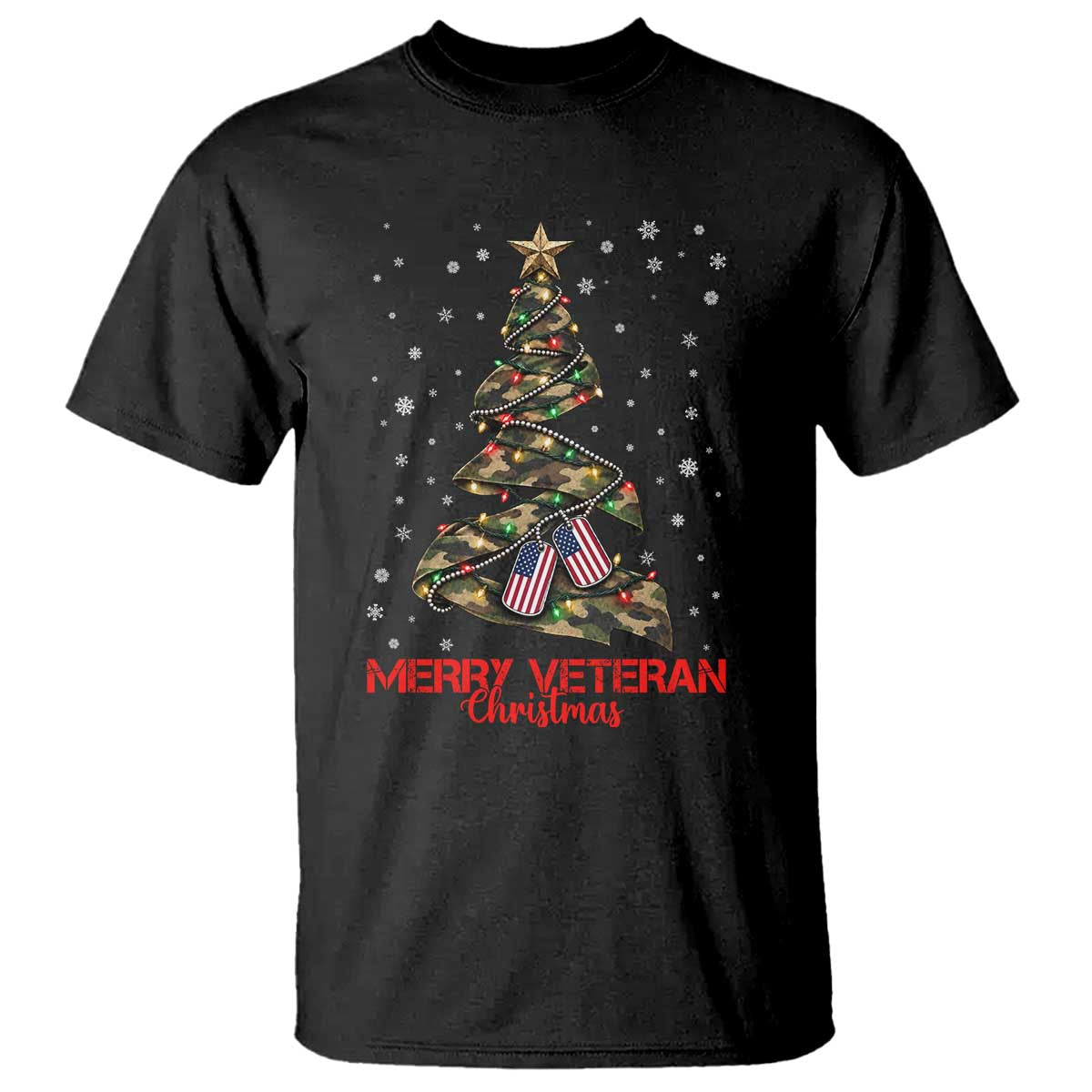 Merry Veteran Christmas Military T Shirt Camo Tree US Flag Xmas