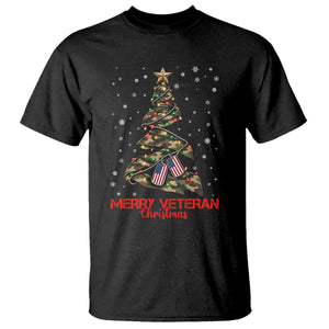 Merry Veteran Christmas Military T Shirt Camo Tree US Flag Xmas
