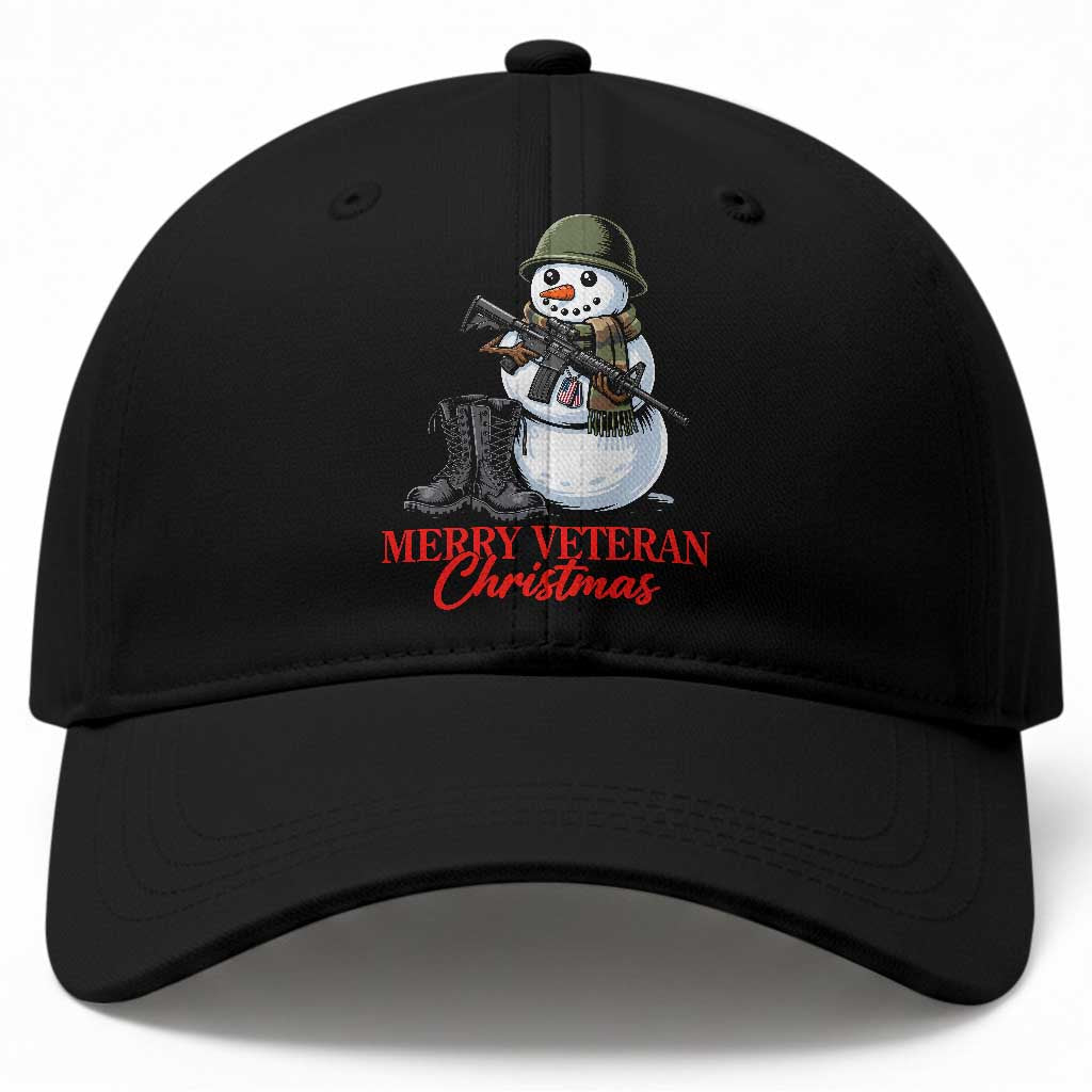 Merry Veteran Christmas Baseball Cap Military Snowman Holiday Gift