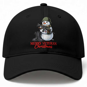 Merry Veteran Christmas Baseball Cap Military Snowman Holiday Gift