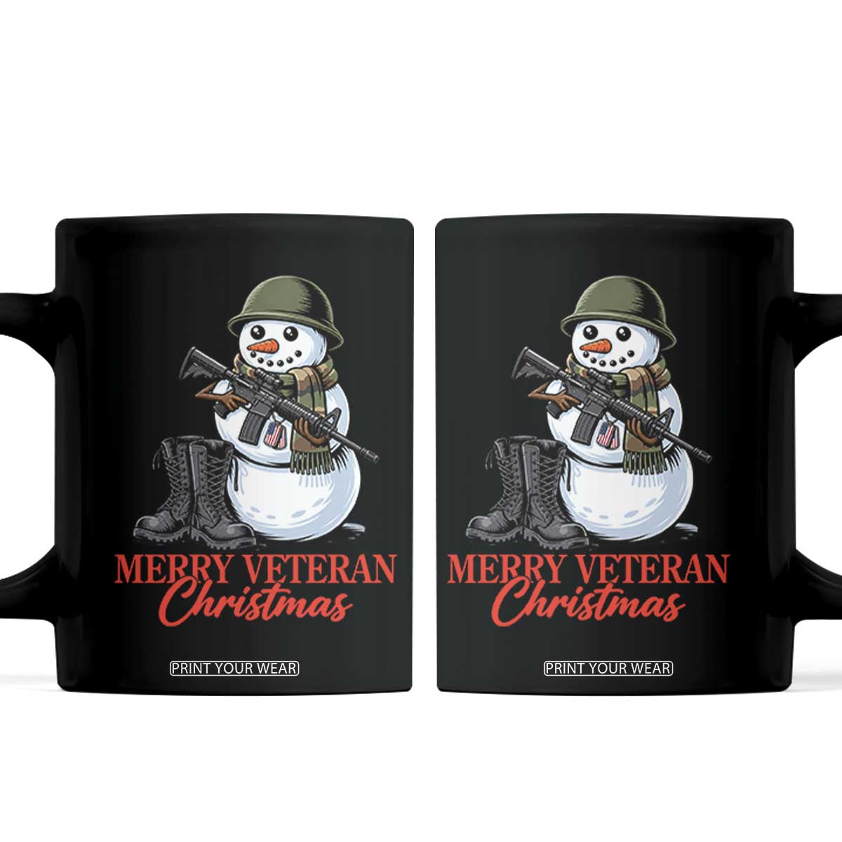 Merry Veteran Christmas Coffee Mug Military Snowman Holiday Gift