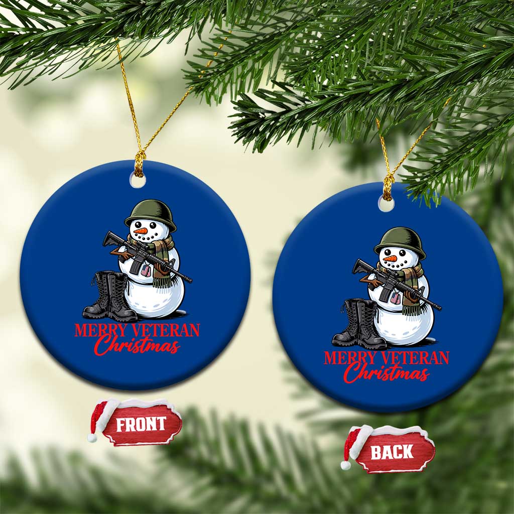 Merry Veteran Christmas Ceramic Ornament Military Snowman Holiday Gift