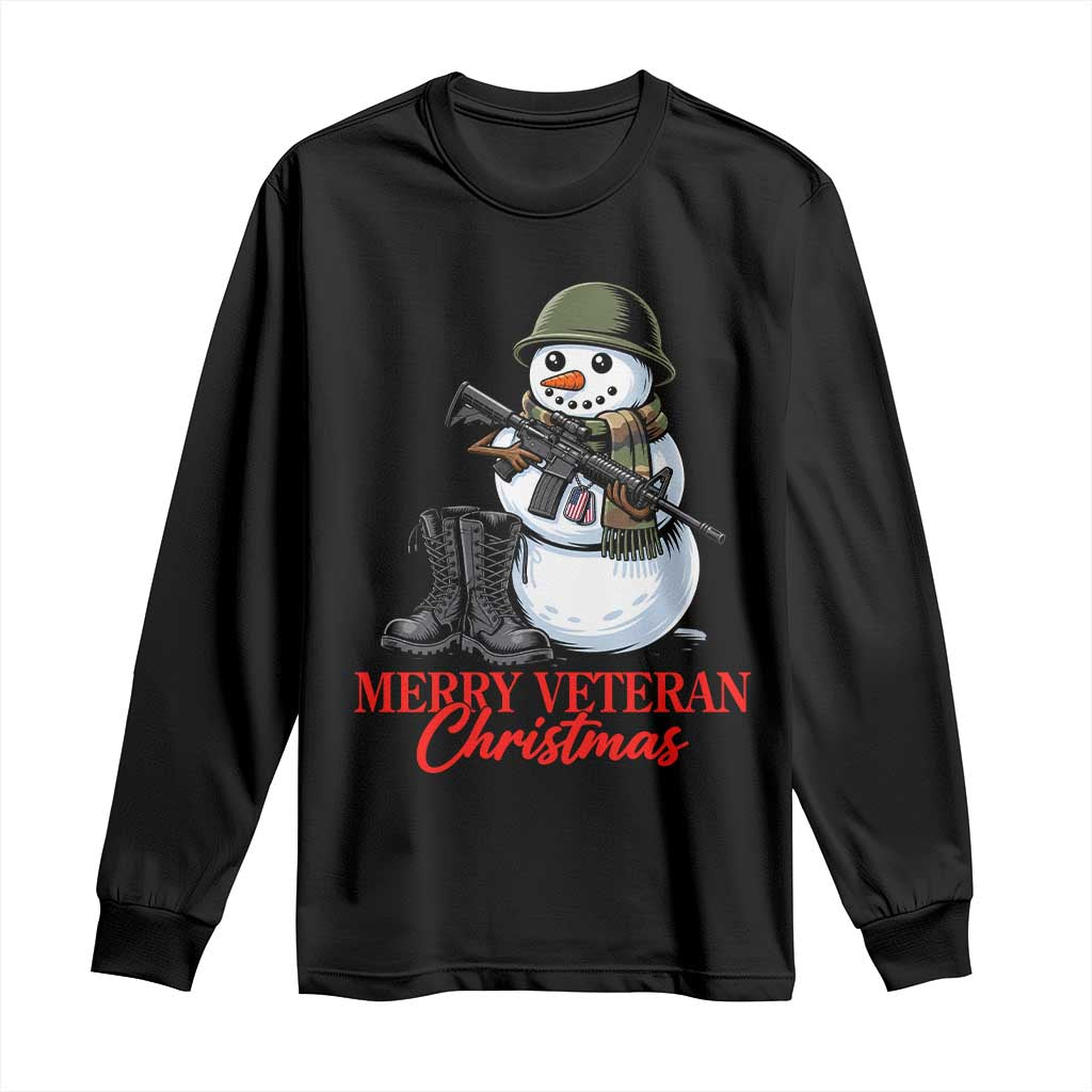 Merry Veteran Christmas Long Sleeve Shirt Military Snowman Holiday Gift