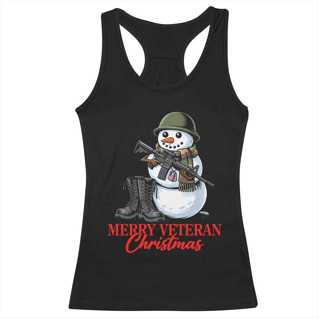 Merry Veteran Christmas Racerback Tank Top Military Snowman Holiday Gift