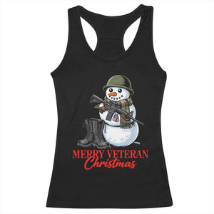 Merry Veteran Christmas Racerback Tank Top Military Snowman Holiday Gift