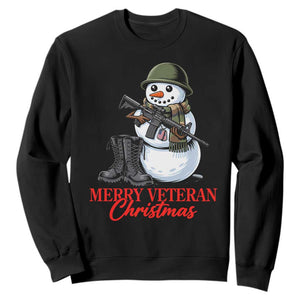 Merry Veteran Christmas Sweatshirt Military Snowman Holiday Gift