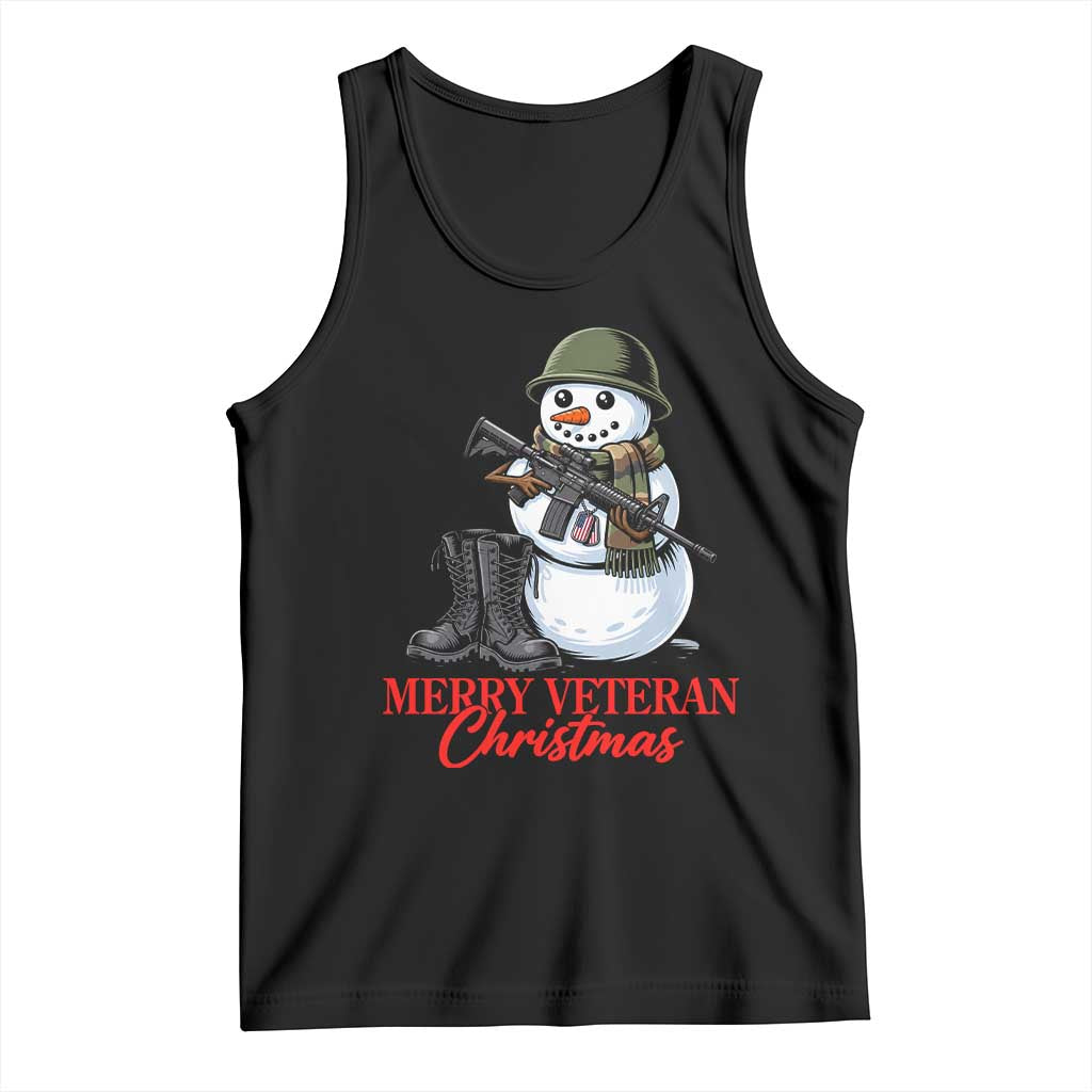 Merry Veteran Christmas Tank Top Military Snowman Holiday Gift
