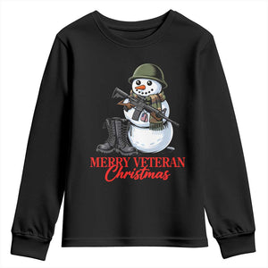 Merry Veteran Christmas Youth Sweatshirt Military Snowman Holiday Gift