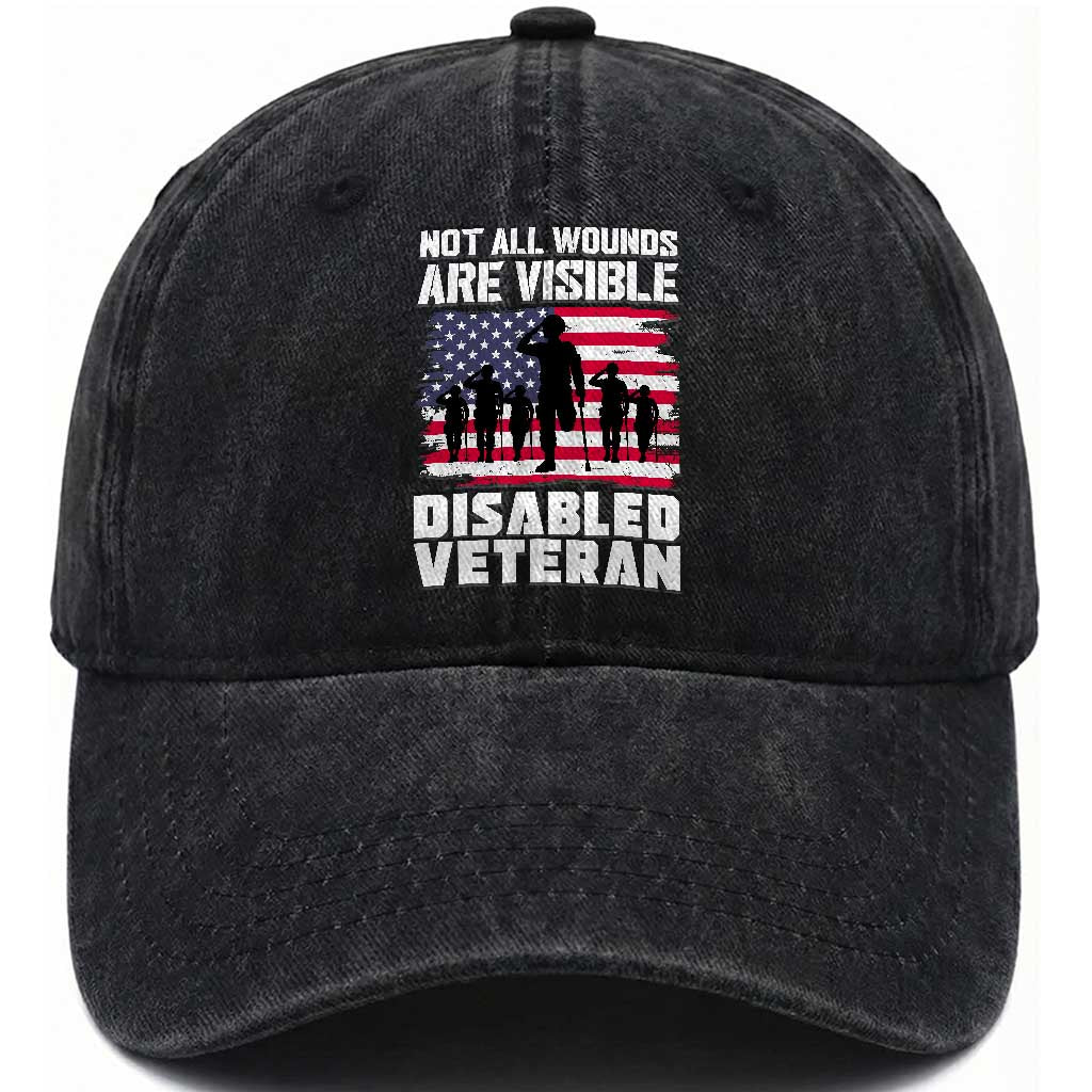 Respect Disabled Veteran Washed Cotton Baseball Cap Not All Wounds Are Visible