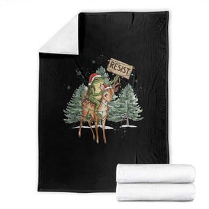 Resist Portland Frog Protest Christmas Throw Blanket Funny Holiday Meme Gift Idea TS12 Black Print Your Wear