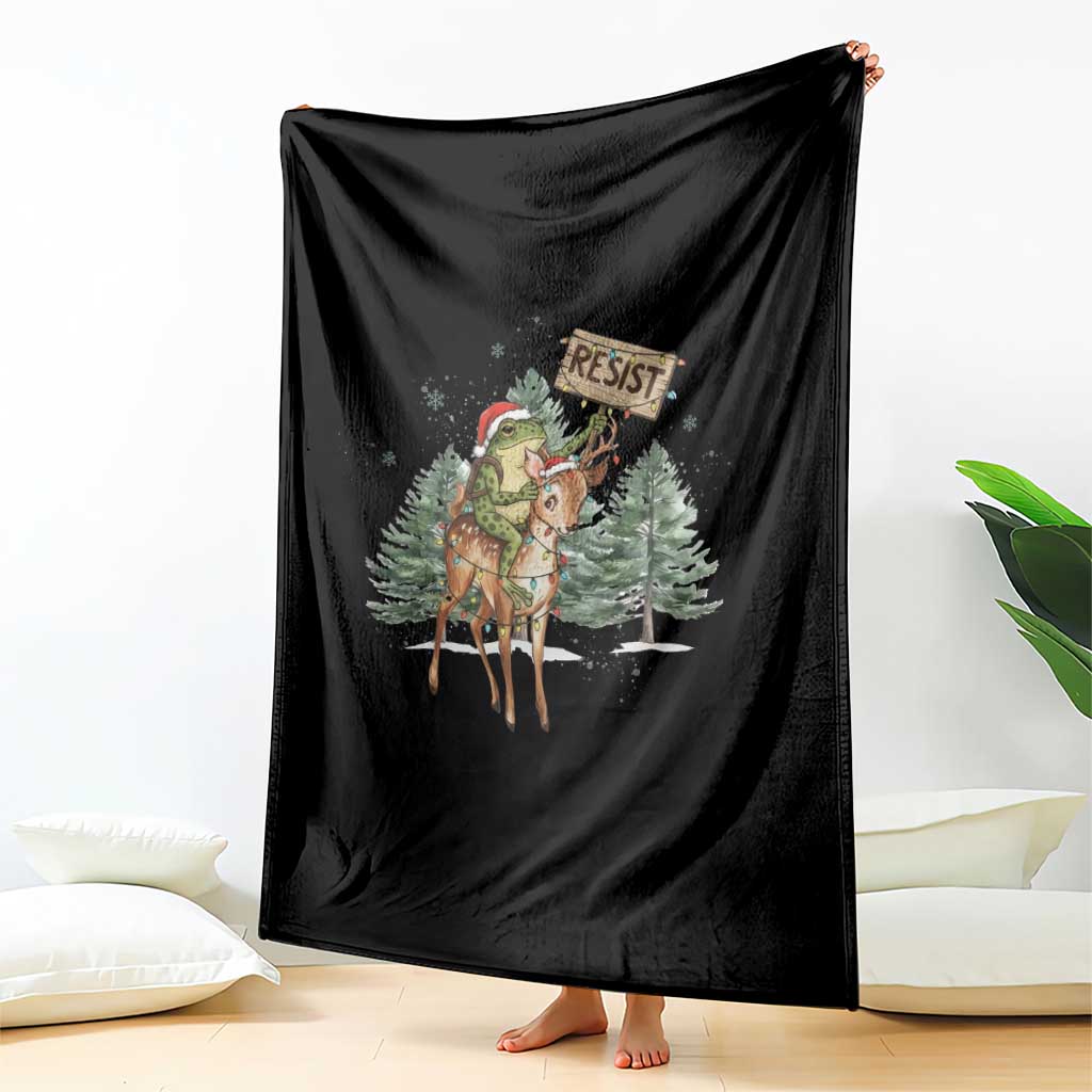 Resist Portland Frog Protest Christmas Throw Blanket Funny Holiday Meme Gift Idea TS12 Print Your Wear