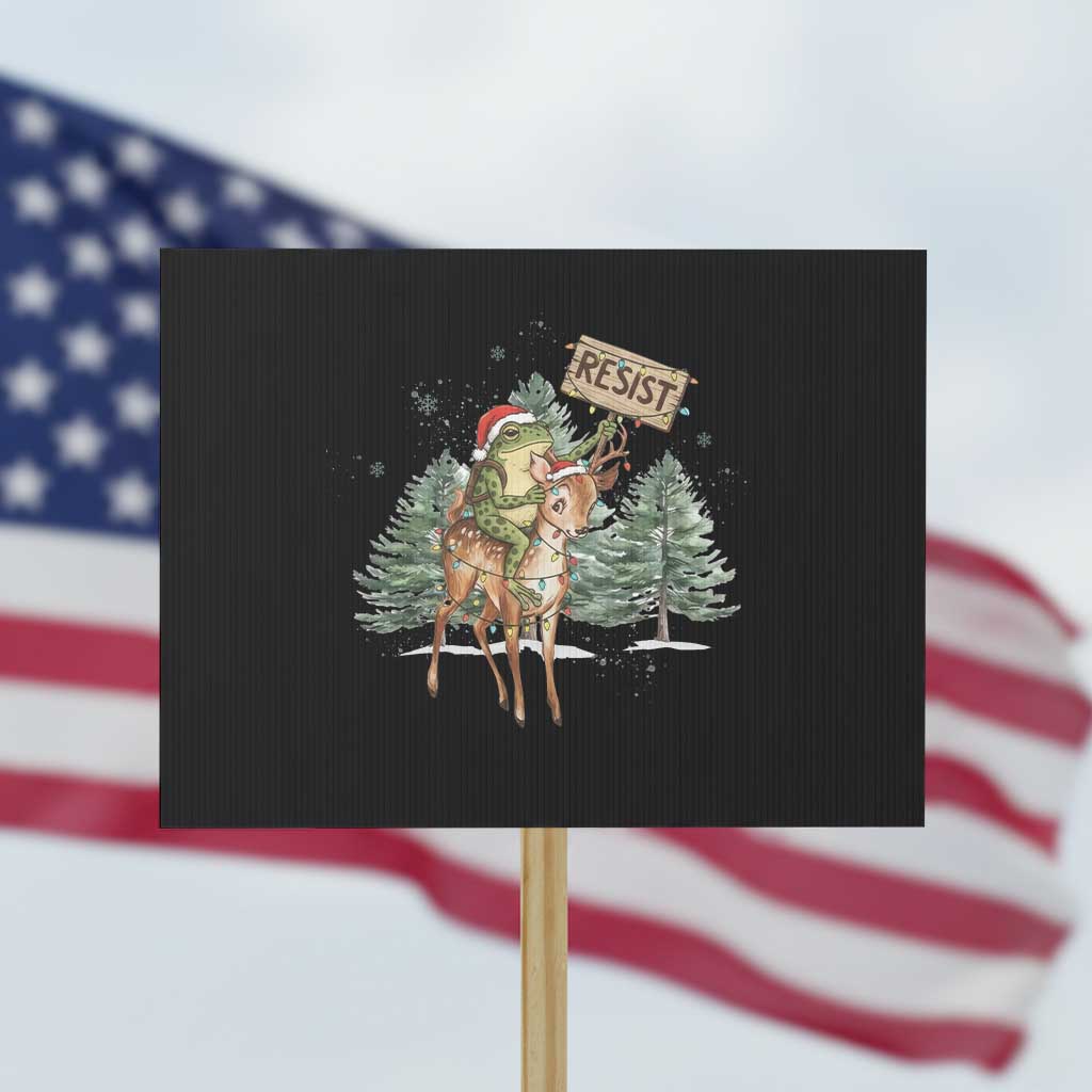Resist Portland Frog Protest Christmas Protest Sign Funny Holiday Meme Gift Idea TS12 Horizontal 18