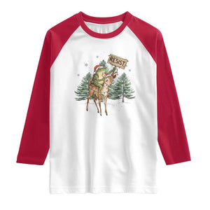 Resist Portland Frog Protest Christmas Raglan Shirt Funny Holiday Meme Gift Idea TS12 White Red Print Your Wear