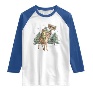 Resist Portland Frog Protest Christmas Raglan Shirt Funny Holiday Meme Gift Idea TS12 White Royal Print Your Wear