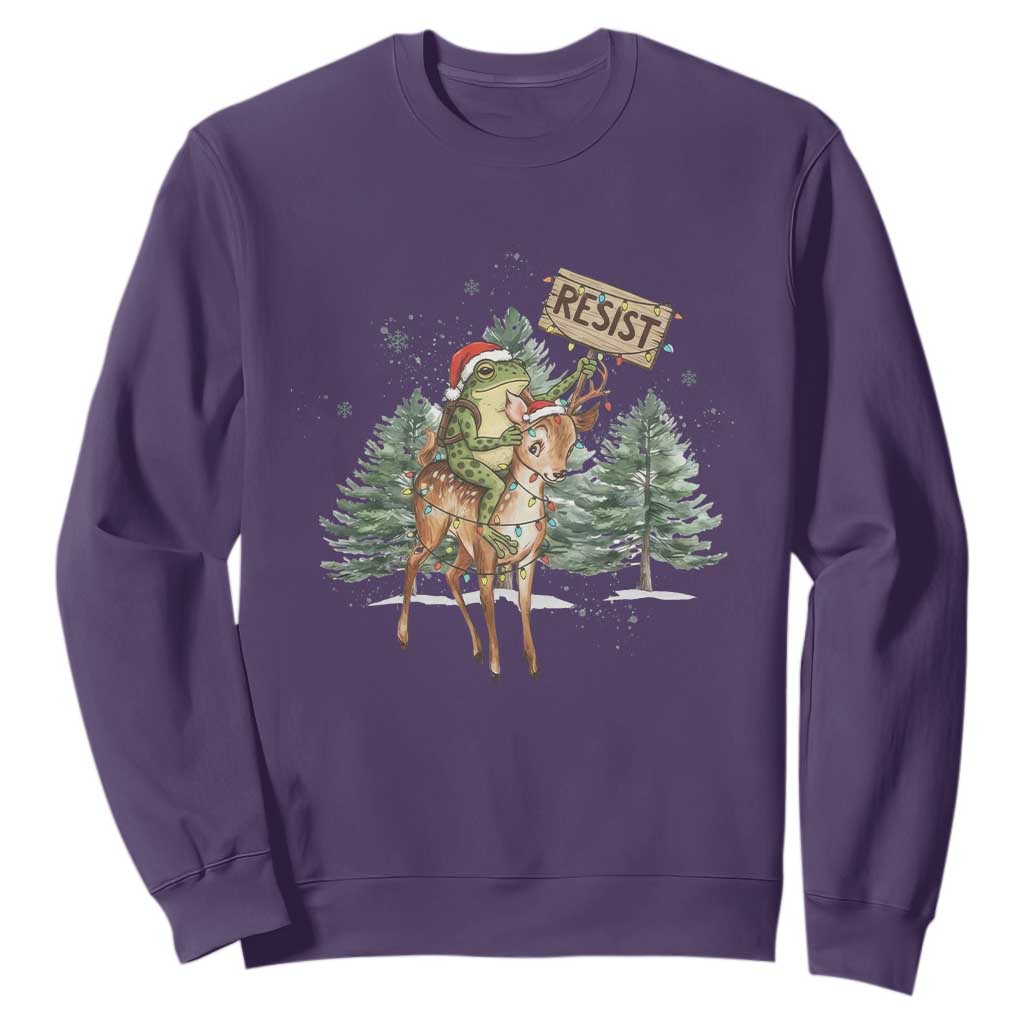 Resist Portland Frog Protest Christmas Sweatshirt Funny Holiday Meme Gift Idea TS12 Purple Print Your Wear