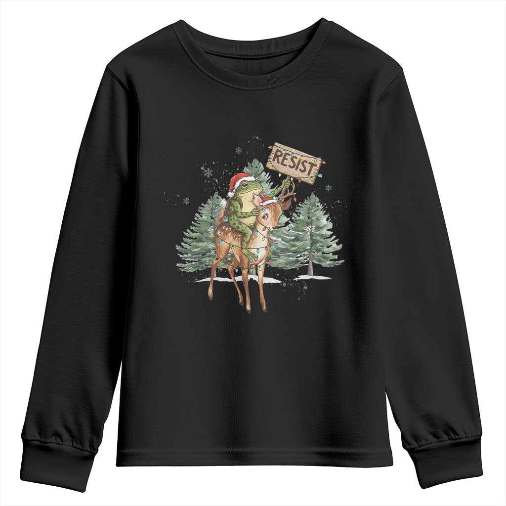 Resist Portland Frog Protest Christmas Youth Sweatshirt Funny Holiday Meme Gift Idea TS12 Black Print Your Wear