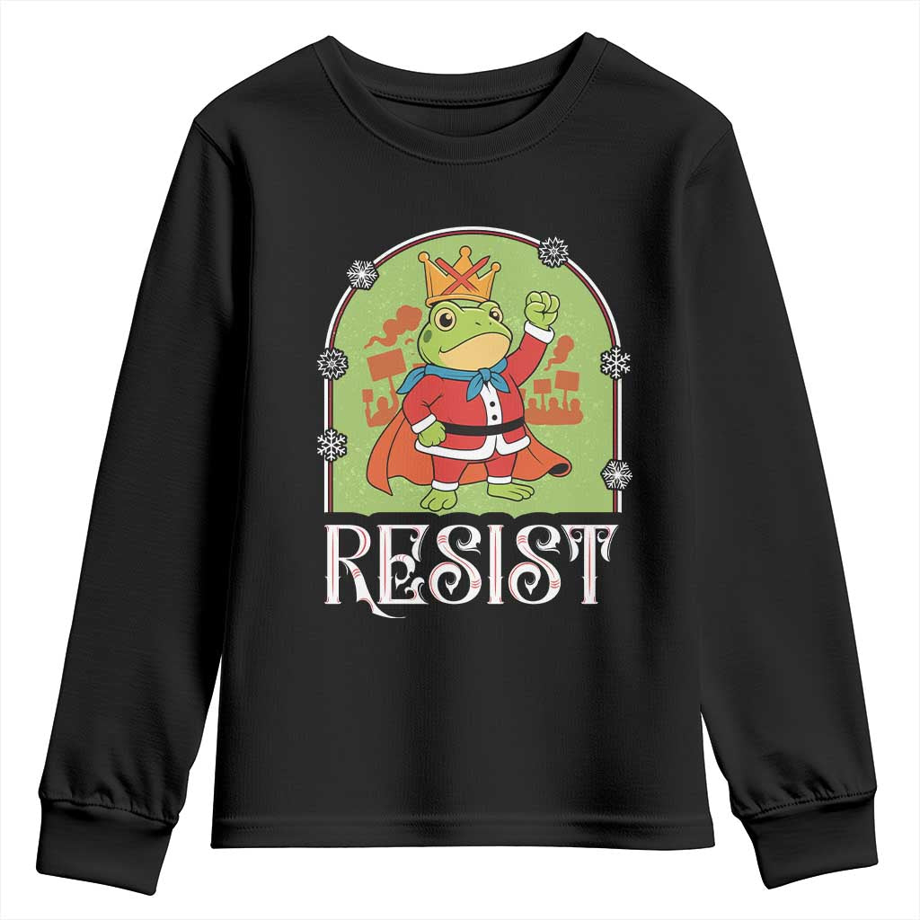 Resist Portland Frog Protest Youth Sweatshirt Funny No Kings Christmas Gift TS12 Black Print Your Wear
