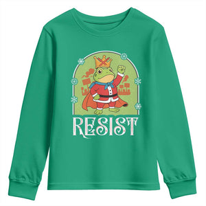 Resist Portland Frog Protest Youth Sweatshirt Funny No Kings Christmas Gift TS12 Irish Green Print Your Wear