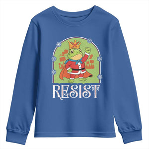 Resist Portland Frog Protest Youth Sweatshirt Funny No Kings Christmas Gift TS12 Royal Blue Print Your Wear