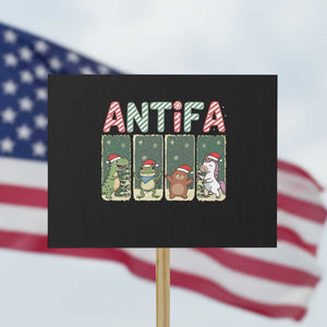 Funny Christmas Frogtifa Protest Sign Portland Resist Frog Protest TS12 Horizontal 18" × 24" Black Print Your Wear
